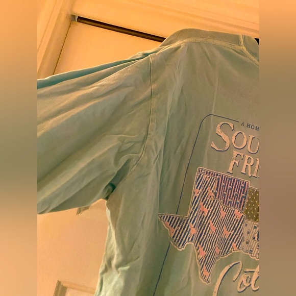 Mens size M Southern Fried Cotton Aqua Long sleeve barely worn Gorgeous Graphics - Picture 9 of 13